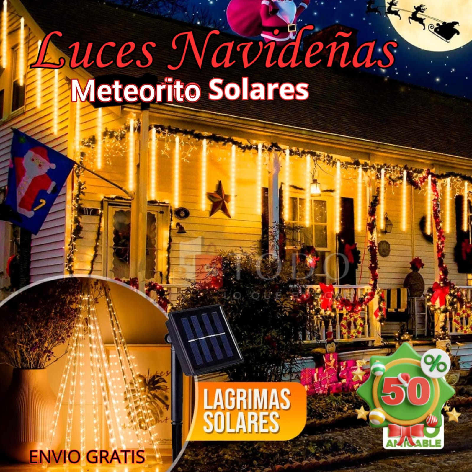 Cortina Led Meteoro Navideñas solar